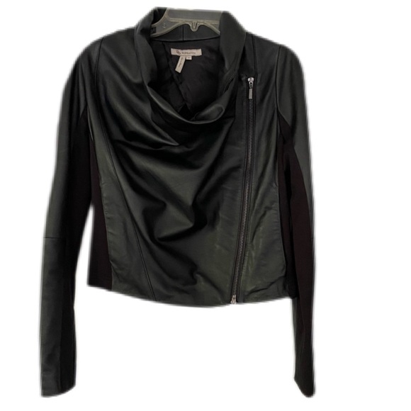 BCBGeneration Leather and Stretchy Knit Jacket Moto, Edgy, Street Style, Urban - Picture 1 of 10